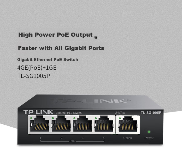 TP-LINK , 5-Port Gigabit PoE Switch, 4-Port PoE Unmanaged Switch, Surveillance Network Cable Splitter, Enterprise-Grade Switch, Splitter, TL-SG1005P 1