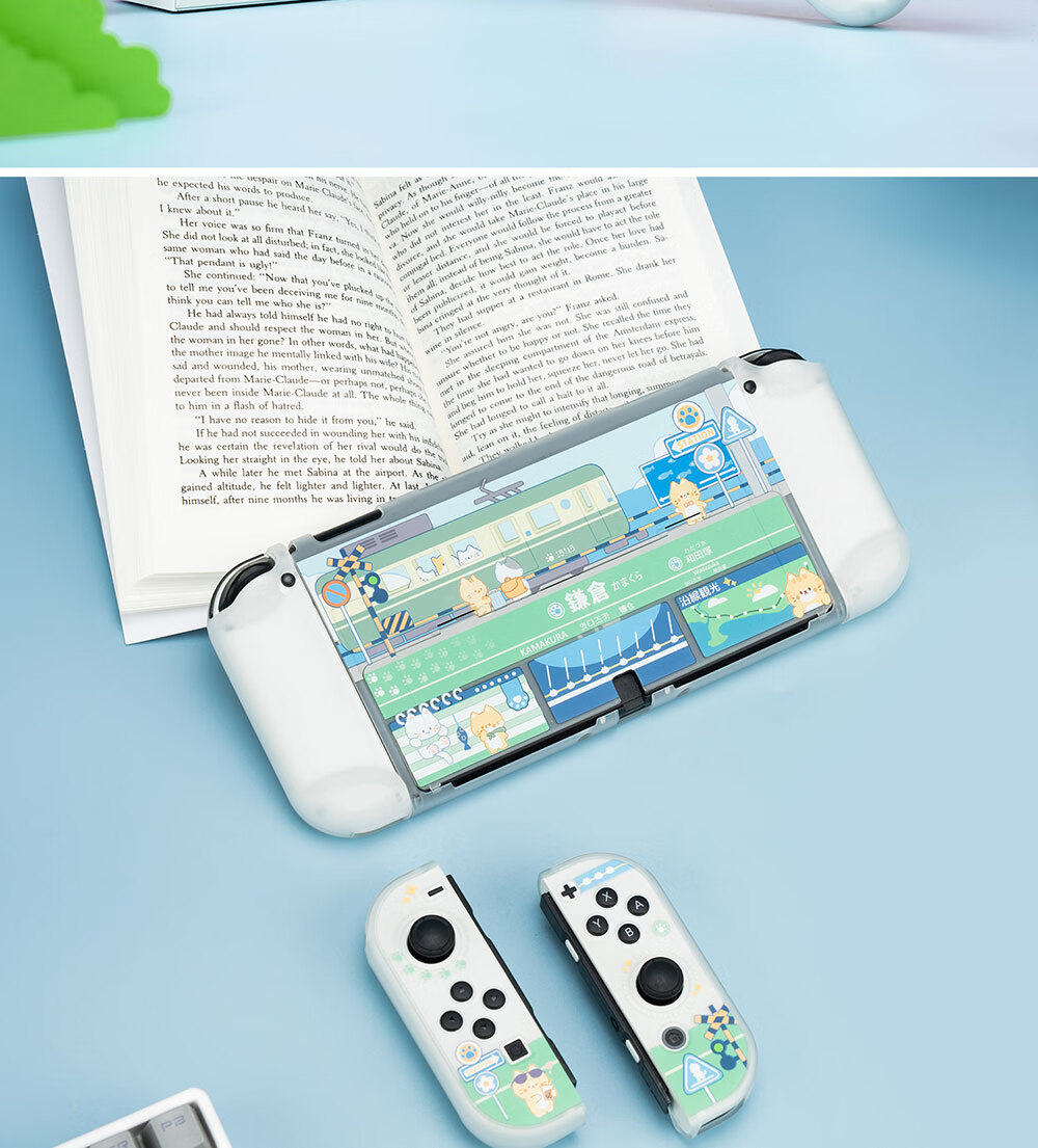 Jixiang Switch Protective Case, Oled Protective Case with Detachable Base, Shockproof And Drop-Resistant Hard Shell Handle Cover, Oled Cat Sickle Sack Protective Case 15