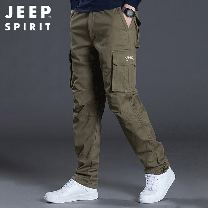 Мужские брюки JEEP SPIRIT, карго, прямые, повседневные, весна-осень, размер M, зеленый