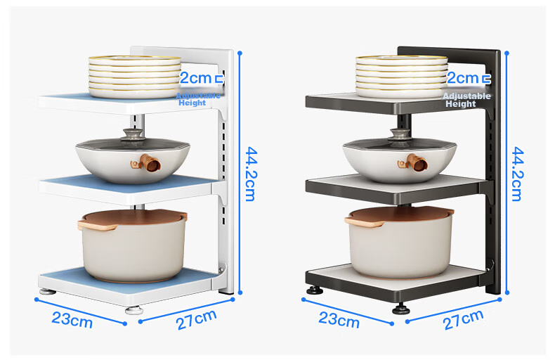 Shuaishi Kitchen Storage Rack, Pot Organizer, Multi-Layer Pot Shelf for Under-Sink Storage And Cabinet Use, 4-Tier White 12
