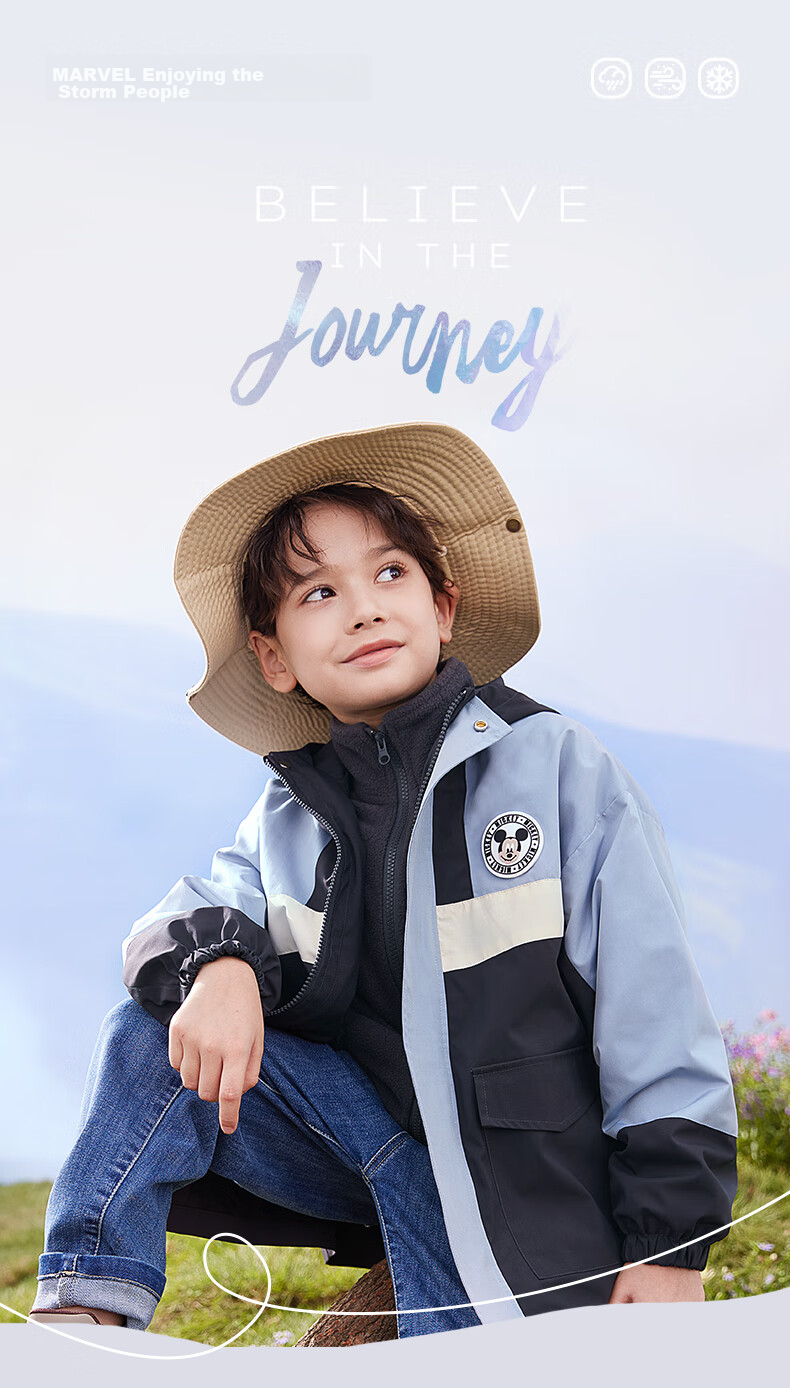 Disney Children's Windbreaker Jacket for Boys, Autumn Stylish Three-In Windproof Coat, Big Kids' Clothing S020 Blue 110cm 1