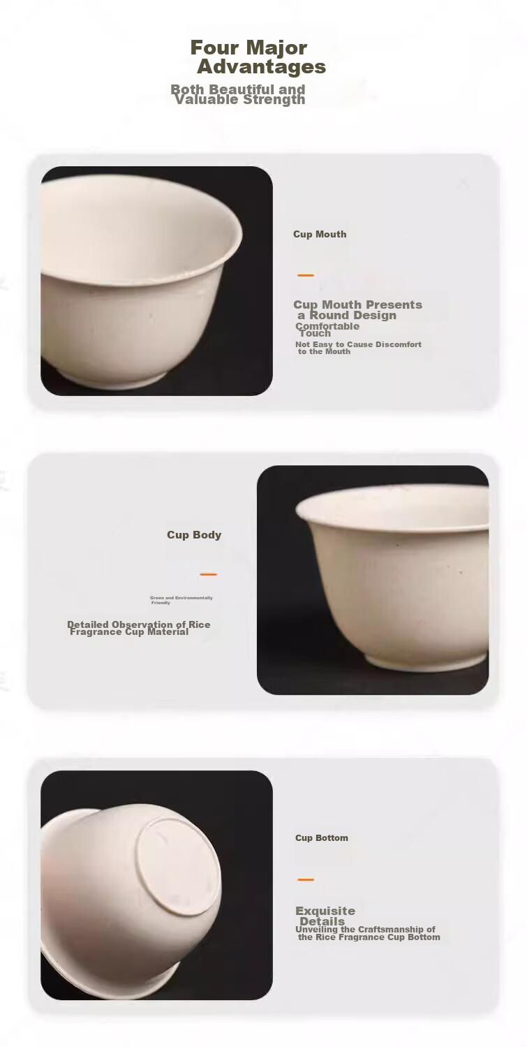 Xiduomi Disposable Tea Cups, Kung Fu Tea Set, Rice Husk Cups, Kung Fu Tea Ceremony Small Cups And Bowls, High-End Heat-Resistant, with Premium Storage Rack 12