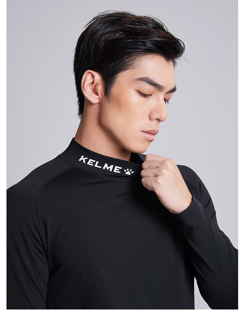 KELME Sports Elastic Compression Shirt for Men, Fleece-Lined, Thickened, Warm Fitness Wear, Football Base Layer, White, 2XL 8