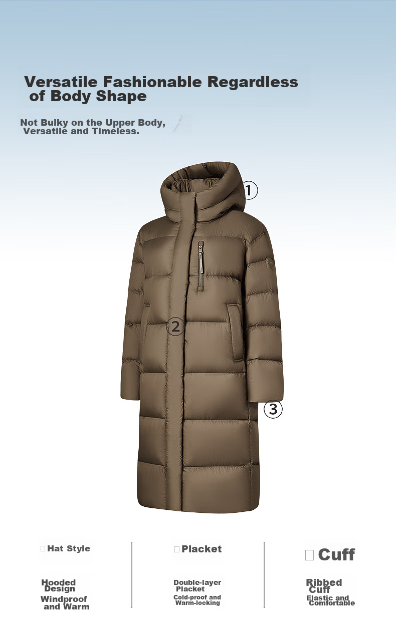 Tanboer Women's Long Puff Down Jacket New National Standard 90% Down Hooded Winter Warm Coat 530832D Puff Blue 165 8