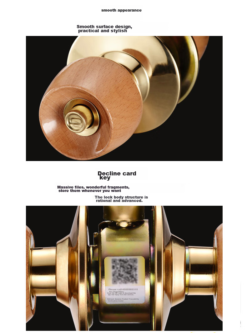 Fly.Globe Spherical Lock, Indoor Bedroom Door Lock, Beech Wood Ball Lock FQ-5831WD, Back-To Seaso 10