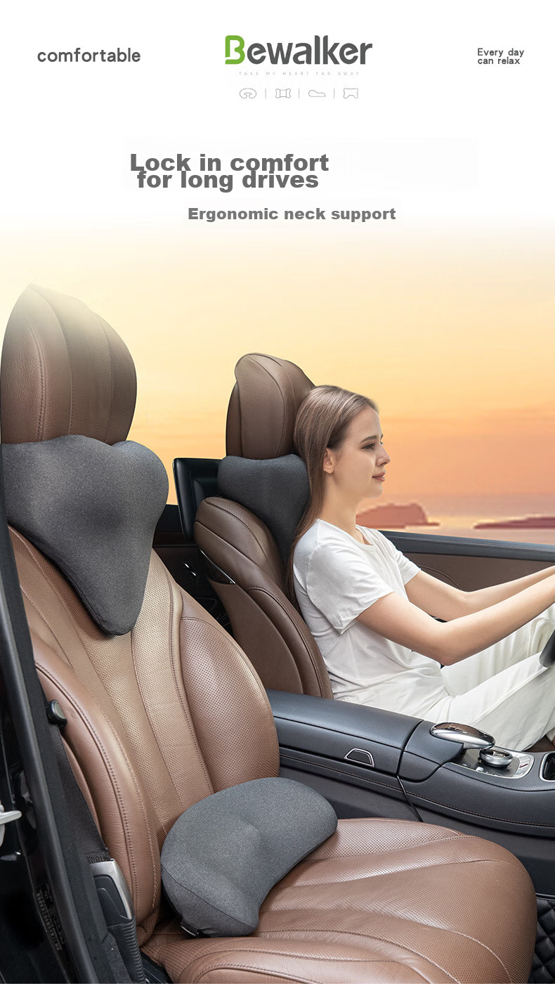 Dijialun Car Headrest, Car Neck Pillow And Lumbar Support, Memory Foam Neck Pillow for Car Seat, Cervical Spine Pillow for Car, Lumbar Support Pillow for Herniated Disc, Sleeping Correction Pillow, Single Piece 1