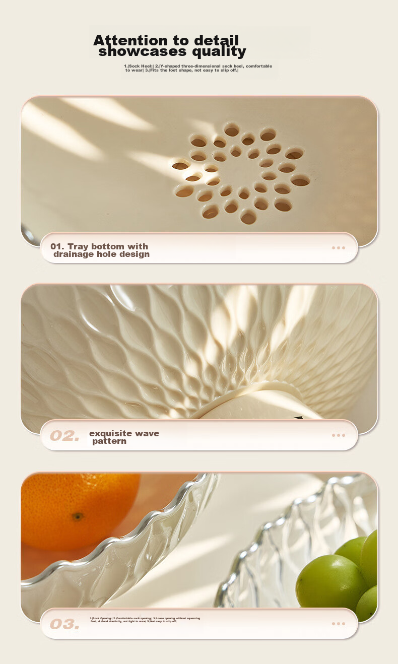 YIJUKE Fruit Bowl Draining Basket, Living Room Coffee Table Dried Fruit Plate, Candy Display Tray, Luxurious And High-End 9