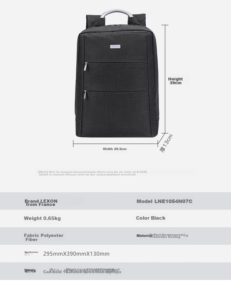 LEXON Men's Business Backpack, 15.6/16 Inch Laptop Bag, Commuter Travel Business Trip Double-Layer Backpack 6