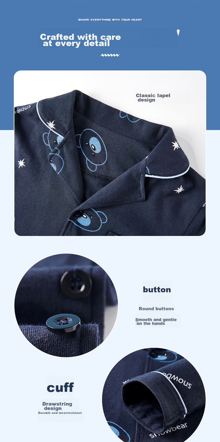 LangSha [Pure Cotton] Children's Pajamas, Boys' All-Season Thin Style, for Older Kids, Baby And Teenage Home Wear, Long-Sleeve Set 17