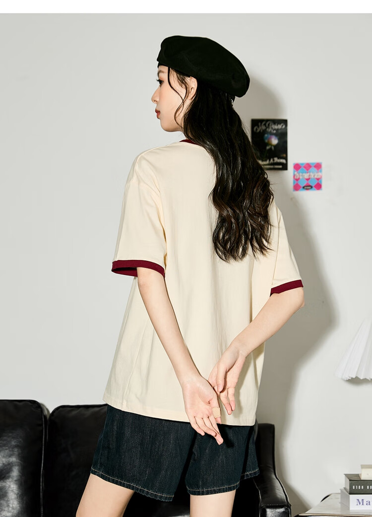 TonLion 2024 Short-Sleeve T-Shirt for Women, Loose-Fitting Top, Year of The Dragon Zodiac Year Inner Wear Tee, Apricot Color, Size S 8