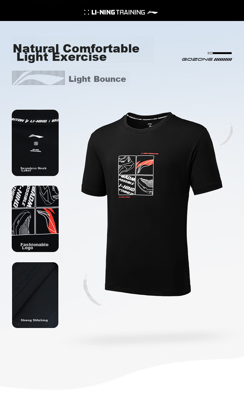Li-Ning Badminton Shirt Saca Culture Series Unisex Comfortable Breathable Short-Sleeve T-Shirt Cultural Shirt, White, 3XL 9