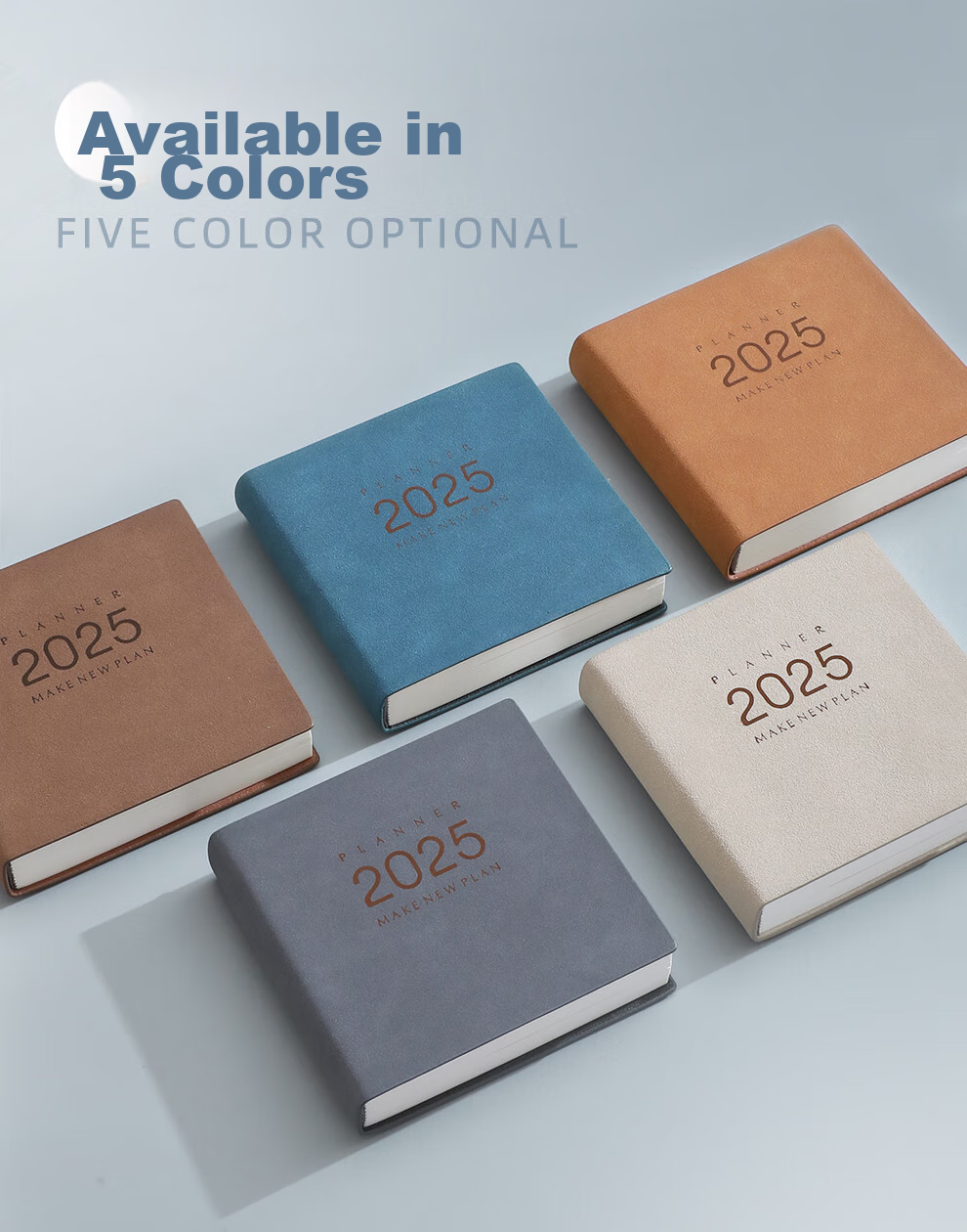 Longe 2026 Square Daily Planner, Leather Cover Efficiency Handbook, Small Portable Calendar Notebook, Study Planner, Time Management Organizer, Customizable 4