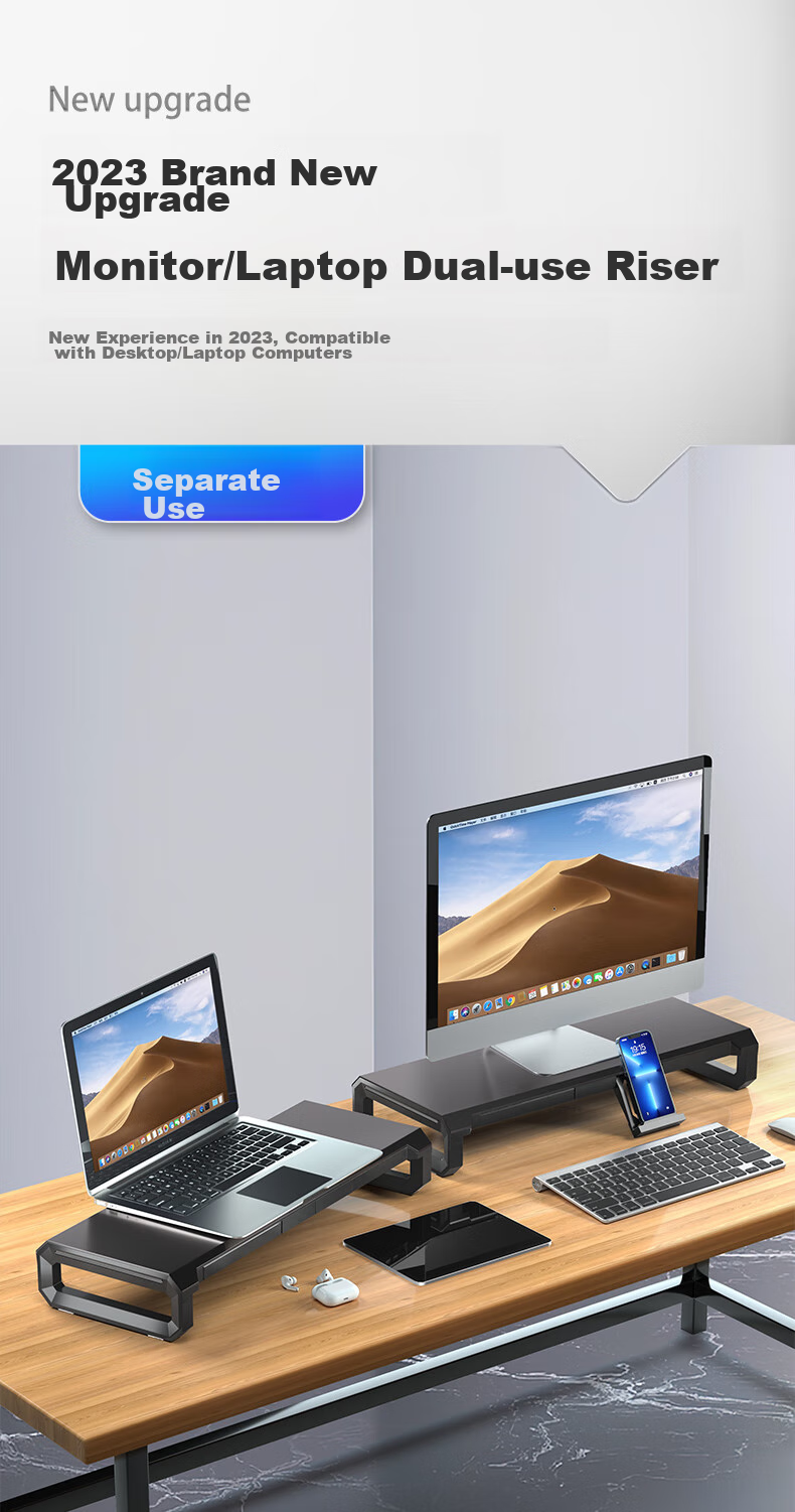 ICE COOREL Monitor Riser T2, Aluminum Alloy Panel Computer Stand, Monitor Screen Riser, Desktop Computer Desk Support 6