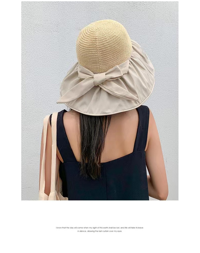 FitonTon Women's Wide Brim Sun Hat, UV Protection Black Gel Visor Cap, Summer Outdoor Versatile Straw Hat 16