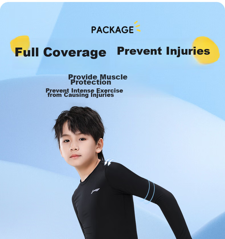 Li-Ning Children's Compression Training Suit, Quick-Dry, for Ages 6-12, Autumn And Winter Sports Set, Breathable Basketball Base Layer, Football, Badminton Uniform 9