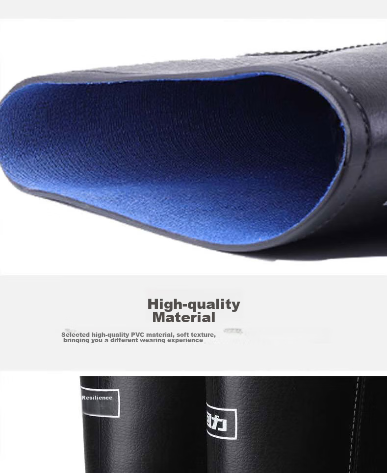 Huili Men's Stylish Rain Boots, Water Shoes, Outdoor Waterproof Non-Slip Wear-Resistant Comfortable Overshoes HL8128 High-Top Black Size 44 14