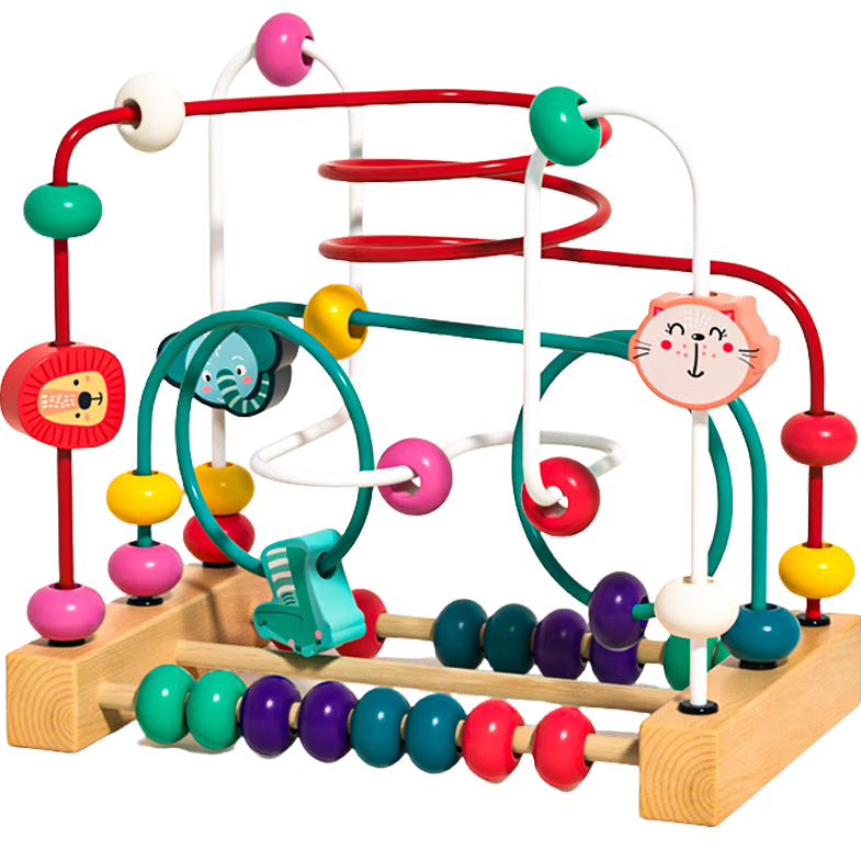 MKBIBI Montessori Early Education Toy, Baby Bead Maze, 1-2 Years Old Enlightenment Building Blocks, Children's Concentration Training, Beading, Full Moon Gift