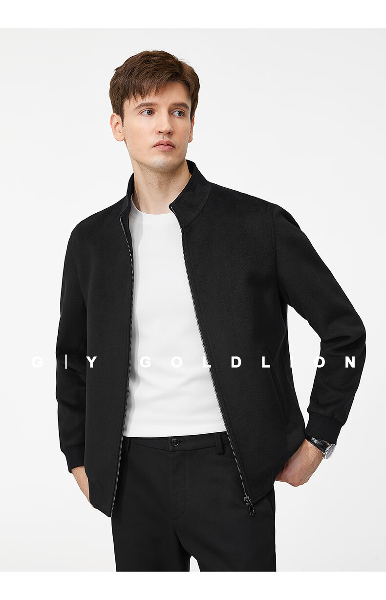 Goldlion [Warm Merino Wool] Stand-Collar Jacket, 2026 Autumn Men's High-End Lightweight Coat, Black, Size M 8