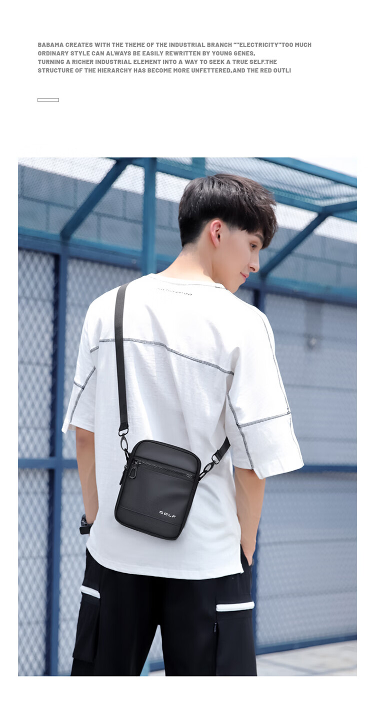 GOLF Shoulder Bag for Men, Casual Large Capacity Crossbody Bag, Multi-Compartment Phone Bag, Water-Resistant Trendy Portable Sports Hanging Bag, Versatile Fashionable Small Backpack 5I796325J Misty Black 19