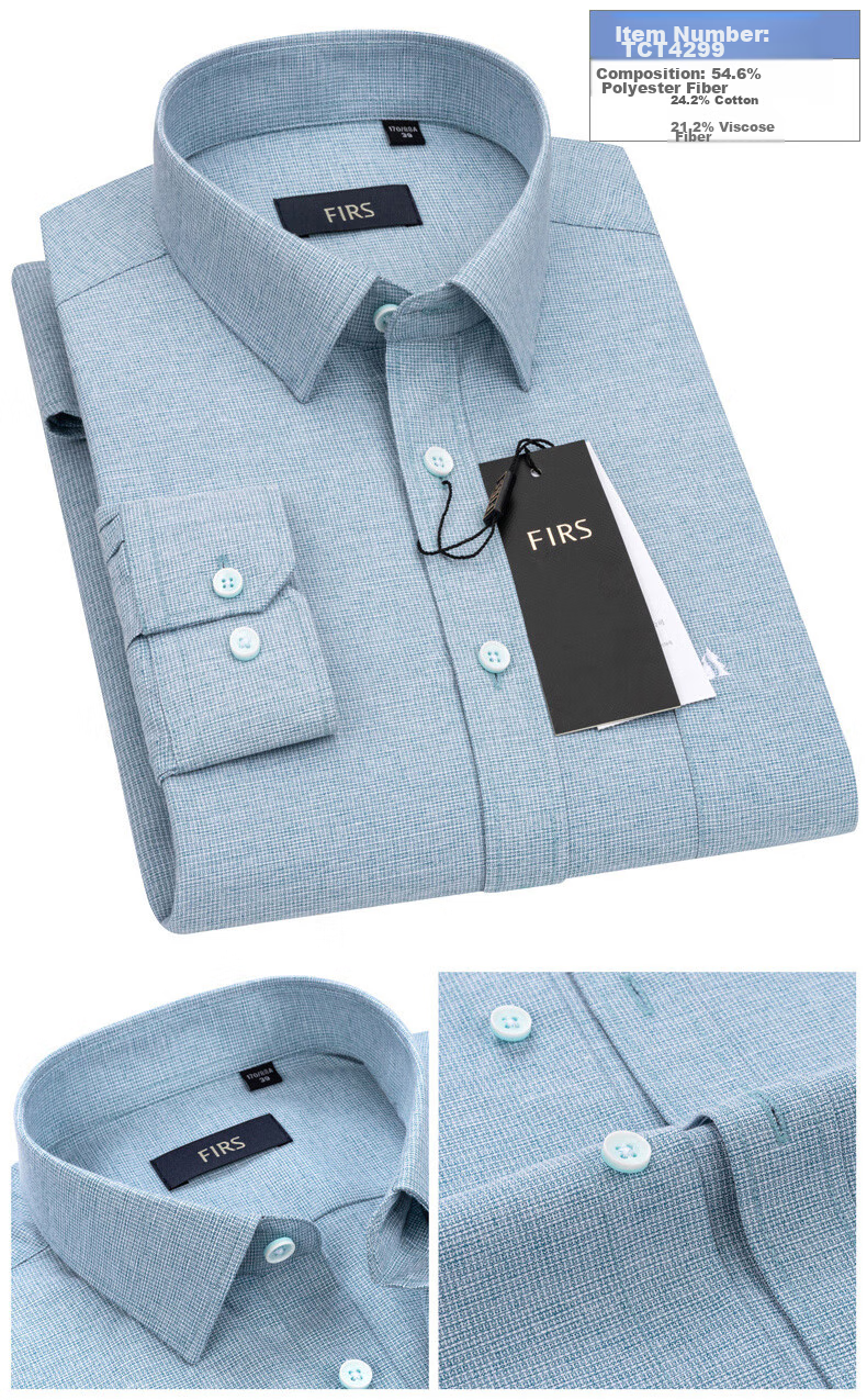 FIRS Men's Long-Sleeve Plaid Casual Shirt, Middle-Aged Business Formal Wear, Wrinkle-Free TCT4296 (Long-Sleeve Style), Size 41 7