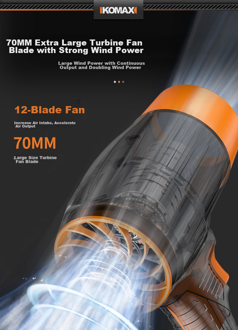 KOMAX Powerful Turbine Fan, Car Washing Snow Blower, Car Dust Removal Fan, High-Power Strong Blower for Blowing Dust 9