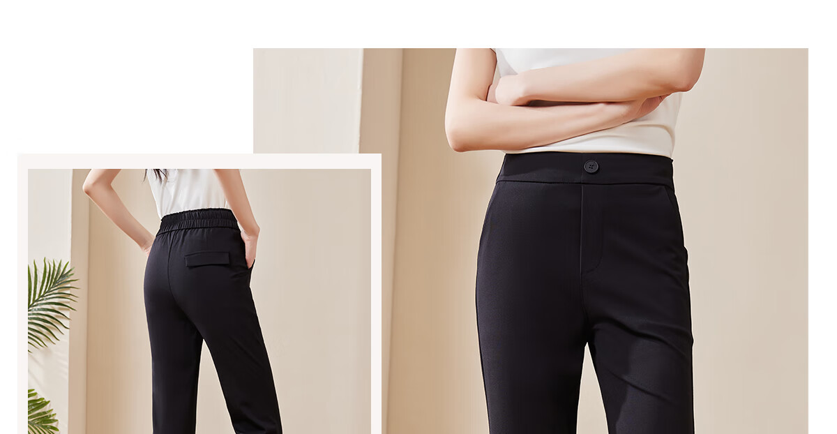 Chushen Spring Autumn Women's Casual High Waist Fashion Slim Fit Flared Suit Pants S141K2006 Black L 11