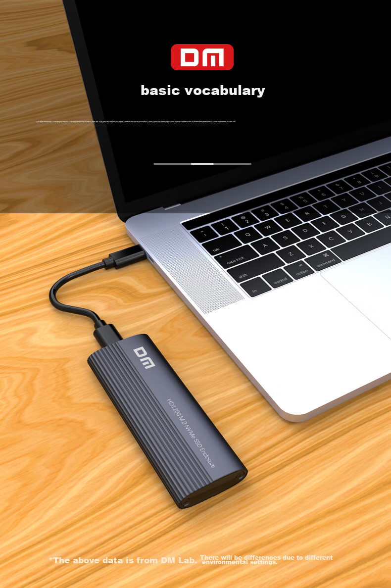 DM M.2 NVMe External Hard Drive Enclosure, Type-C 3.2 Interface, SSD Solid State Drive, Laptop M2 External Aluminum Alloy Enclosure, HD1200 3