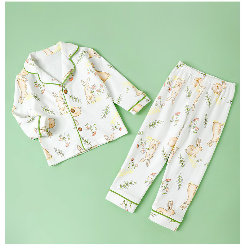 YISHUANGER Children's Homewear Set Girls Pajamas Air Conditioning Clothes Summer Thin Baby Boys Blooming Flower 120 16