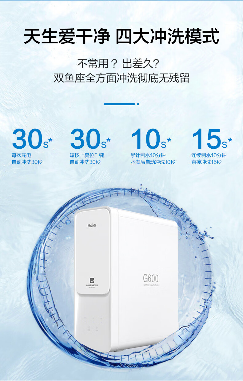 106126-【新品双鱼座】海尔(Haier)净水器家用净水机 RO反渗透纯水机600G大通量无桶双出水台下直饮机 【升级款】双鱼座6H99-详情图