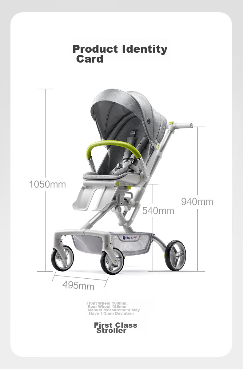 Babycare First-Class Stroller, High Landscape Baby Walker, Lightweight Foldable Reclining Forward And Reverse, Time Silver 22