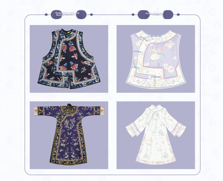 Qibo Girls' Cheongsam, Spring And Autumn Mid-Autumn Festival Children's Kindergarten New Hanfu, Blue-Purple + Neck Scarf, Size 130 4