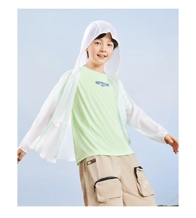 ERKE Children's Outerwear Jacket for Older Kids, Windbreaker with Hood, Sun Protection Clothing UPF50+ 15