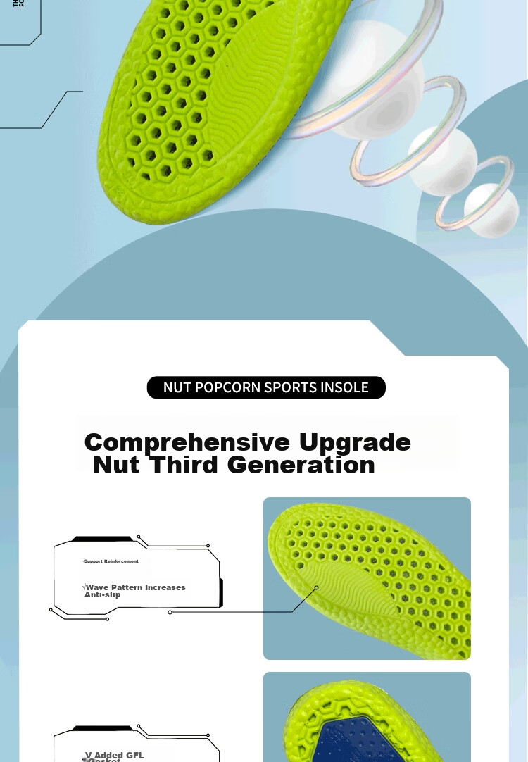 3AnGnI Insoles for Men And Women, Sports Military Training Long-Standing Antibacterial Deodorizing Shock-Absorbing Breathable Soft Elastic 2 Pairs Pack Size 41-42 2