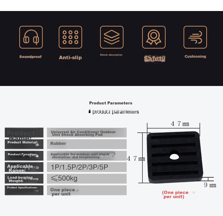 Beishi Air Conditioner Outdoor Unit Shock-Absorbing Pad, Air Conditioner Bracket Base Anti-Vibration Foot Pad, Outdoor Unit Heightening Shock-Absorbing Rubber Pad Suitable for Gree, Midea, Haier, Kelong 1P-5P 4