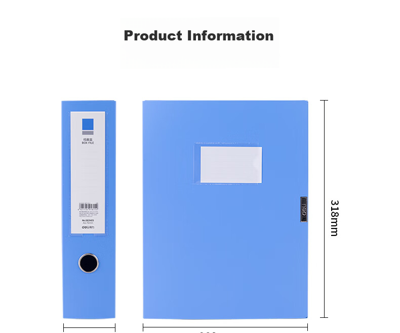Deli 75mm Single A4 Velcro File Box Plastic Document Organizer, Accounting And Financial File Storage Box, Office Supplies, 5624ES, Blue 15