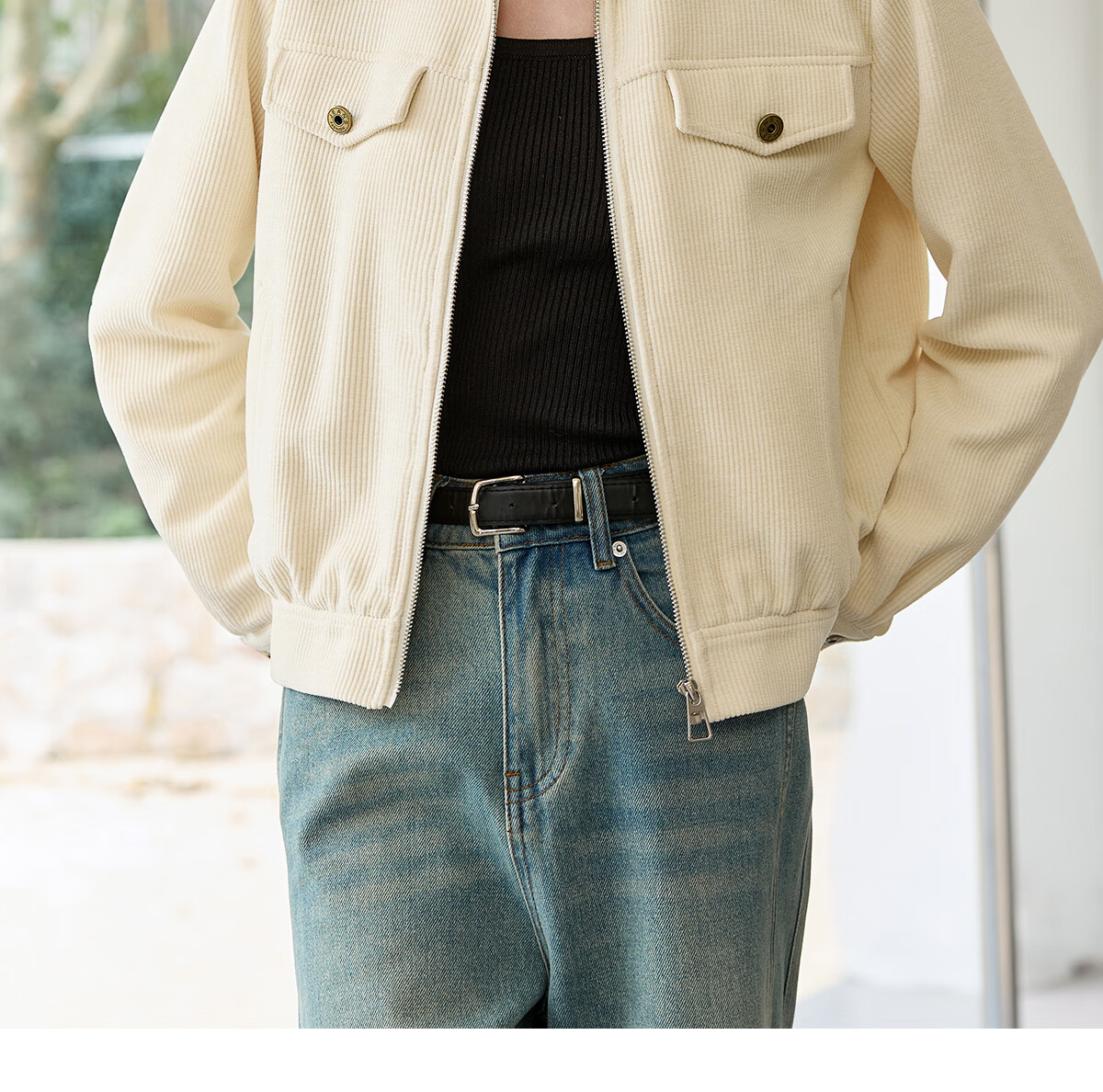 Chushen Vintage Corduroy Short Jacket for Women, Fashionable Color-Block Collar, Casual Versatile Short Coat S51D018 9