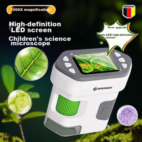 Bresser Children's Microscope, Electronic Handheld Digital with Screen, Portable Scientific Observation And Experiment Toy, New Year Gift