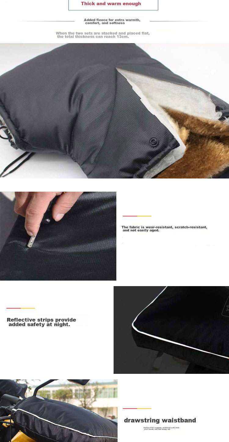 BWNK Electric Motorcycle Gloves, Winter Warmth, Scooter Handlebar Cover, Thickened Fleece Windshield, Large Opening Style for Riders 4