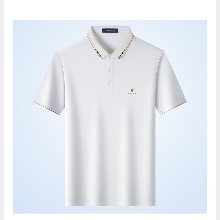 MONTAGUT Summer Men's Polo Shirt with Mulberry Silk, Business Embroidery Casual T-Shirt, White, XL 17