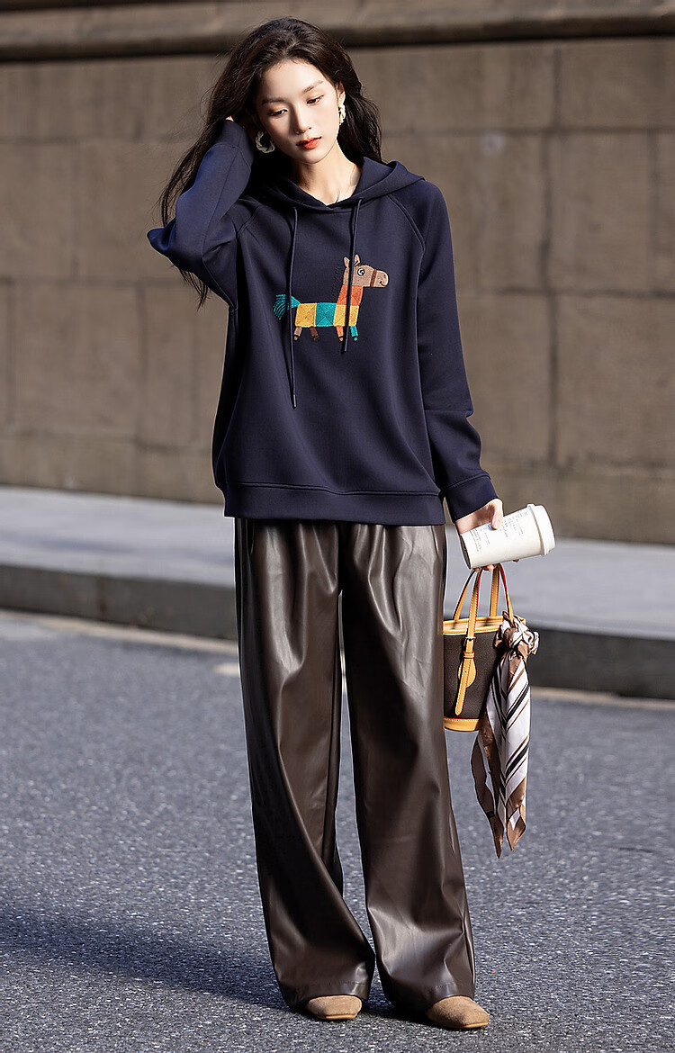 DME "Fresh Clothes and Angry Horses" Embroidered Hoodie, Spring and Autumn Age-Reducing Weapon, Soft 350G Air Layer Hooded Top 13
