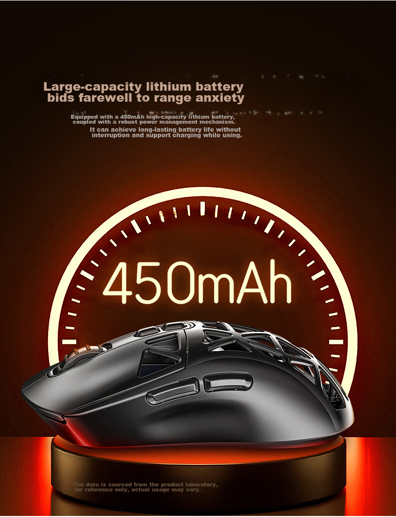 YINDIAO G17 Lightweight Tri-Mode Gaming Mouse, Wireless Bluetooth Rechargeable, E-Sports Sensor, 6-Level DPI, Compatible with Desktop Computers, Laptops, And Smartphones, Premium Edition in Dome Black 9