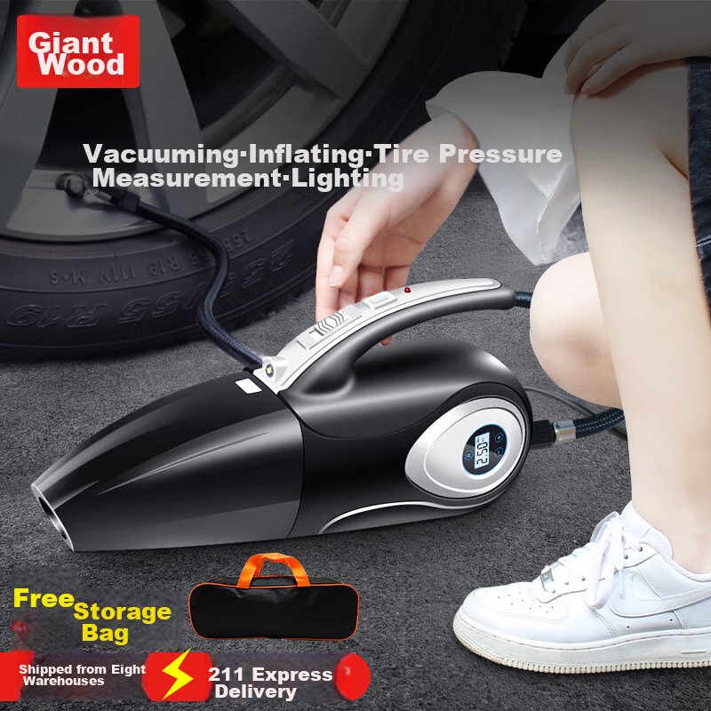 Jumu Car Air Pump And Vacuum Cleaner Combo, Portable Electric Tire Inflator with High Power for Car Use