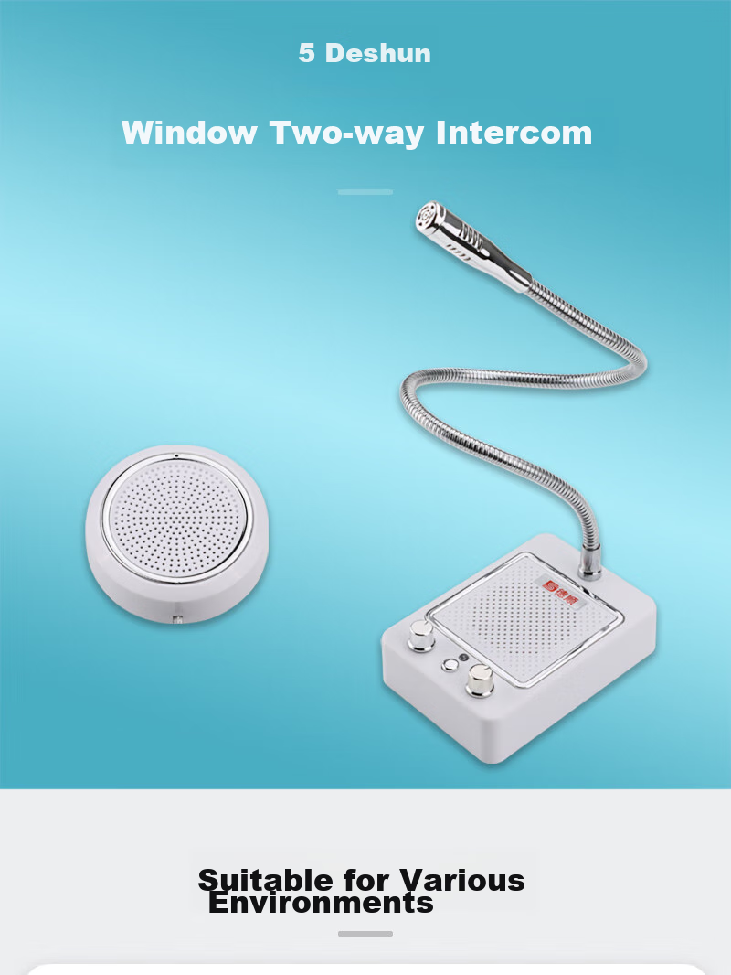 Deshun DS-811 Two-Way Intercom for Windows, Circular Speakerphone with Microphone for Bank Teller, Hospital Desk, Train Station, And Post Office Windows 1
