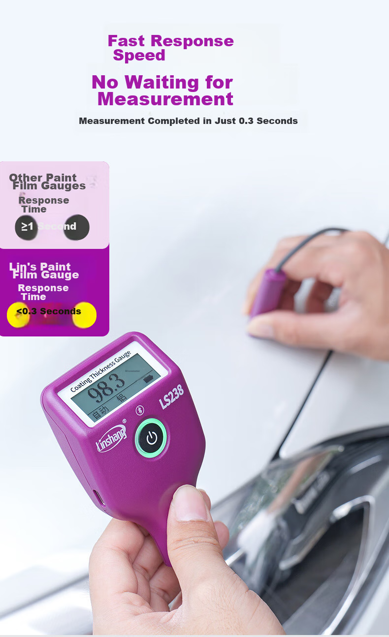 Linshang Bluetooth Rechargeable Paint Film Meter LS237, Used Car Iron Powder Putty Paint Surface Detector, Coating Thickness Gauge 29