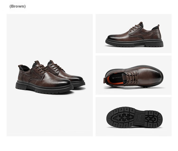 MONTAGUT Men's Shoes, 2026 British Style Spring New Light Luxury Business Formal Dress Men's Suit Lace-Up Casual Shoes, Heightening Shoes for Me 20