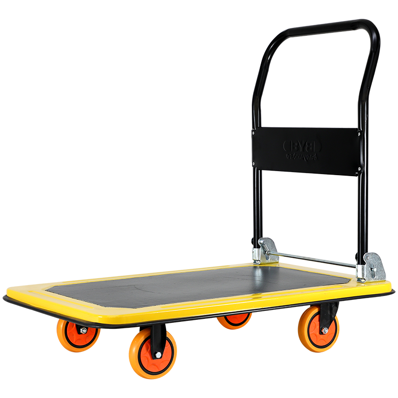 BYB Small Steel Plate Flatbed Cart Hand Truck Trolley Trailer Cargo Truck 90x60cm, Load Capacity 800 Jin, HW6200