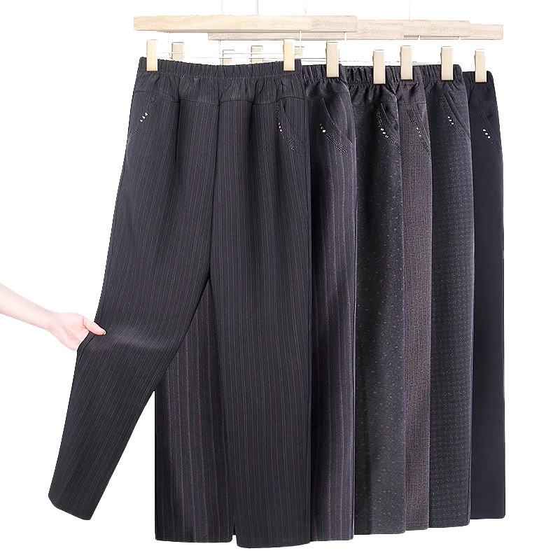 Fengxiao Mom Warm Pants Winter Lamb Fleece Thickened Casual Elderly Women's Grandma Long Pants Plus Size