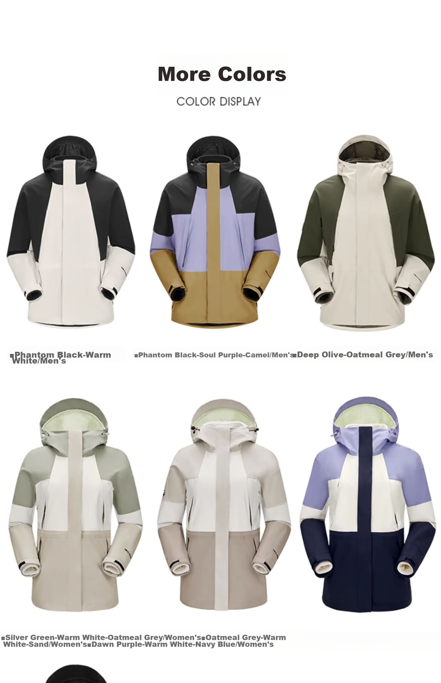 CAMEL Panda Series Three-In Waterproof Jacket for Women, Windproof, Water-Resistant, And Oil-Proof Color Block Coat AA1226a5452 17