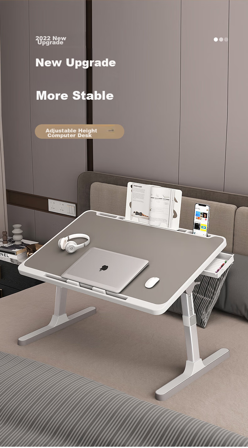 XIAOJIANGCAI Adjustable Bed Desk, Foldable Laptop Table, Lazy Student Dormitory Study Desk, Small Table for Office And Learning 1