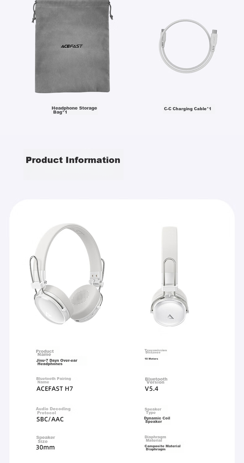 ACEFAST Speed Boost [Subsidy] Seven-Day Headphones, Bluetooth Gaming ANC Noise Reduction, Colorful Stylish Small Head with Replaceable Ear Cups, Ideal Gift Choice 27
